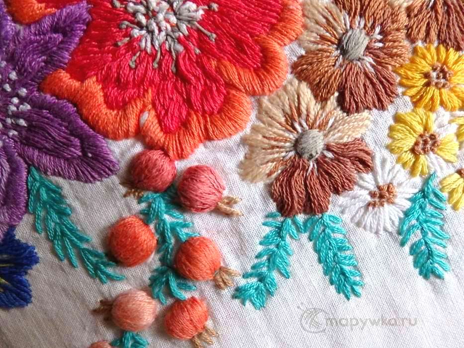 Вышивка шерстяными нитками: цветы, схемы