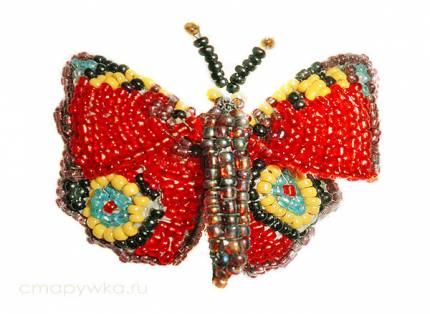 Брошь-бабочка - украшение из бисера