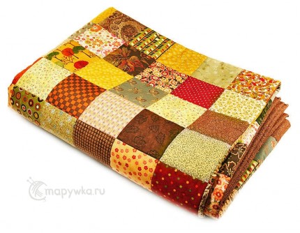 Лоскутное одеяло из квадратов в коричневой гамме