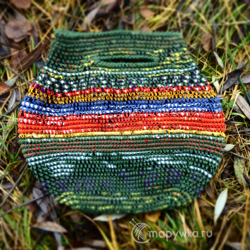 пэчворк и вязание - сумка из полос ткани