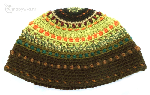 шапка-тюбетейка вязаная в этно стиле