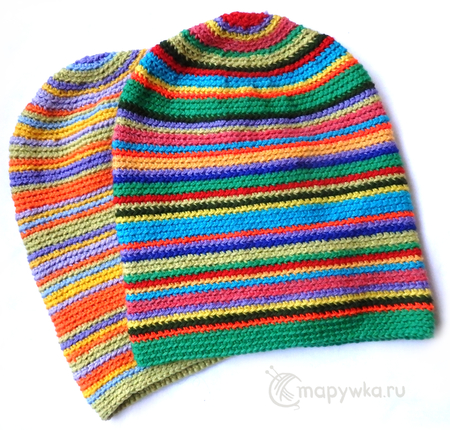шапка-колпак вязаная длинная в полоску