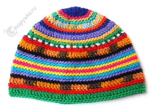 шапка-тюбетейка вязаная в этно стиле