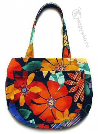 текстильная сумка с крупными цветами - эко